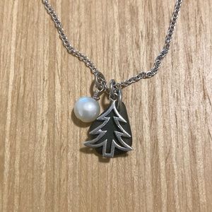 Sterling silver tree charm necklace